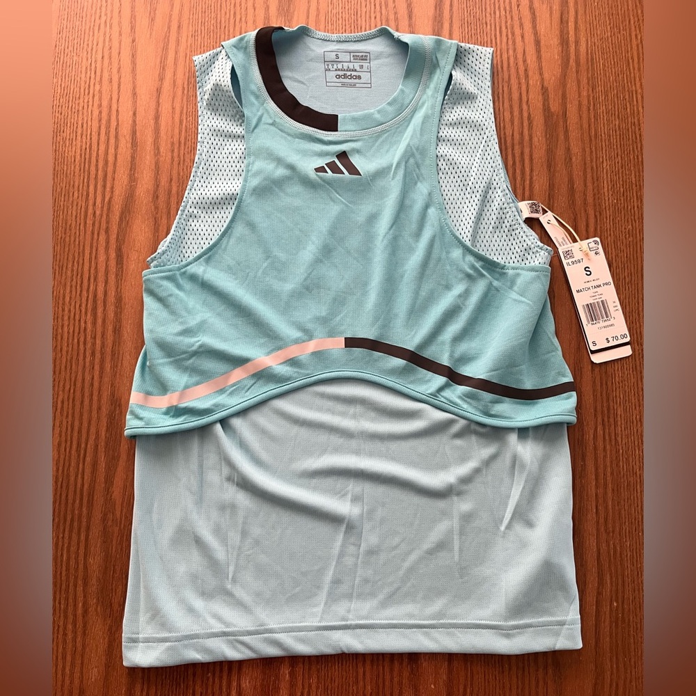New Adidas Light Blue Women’s Tennis Tank top size Small